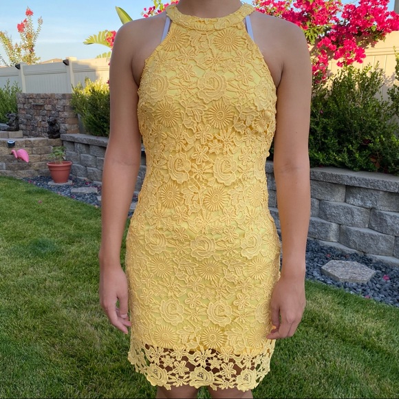 Lulus Floral Lace Halter Dress - Picture 1 of 5